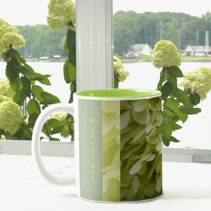 Caneca De Café Em Dois Tons Celadon Green Hydrangea Blossomas