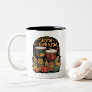Caneca De Café Em Dois Tons Celebração Alegre do Kwanzaa