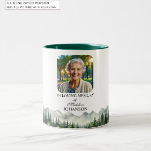Caneca De Café Em Dois Tons Celebração da Vida Montanhas e Árvores Lembrança