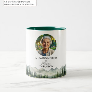 Caneca De Café Em Dois Tons Celebração da Vida Montanhas e Árvores Lembrança