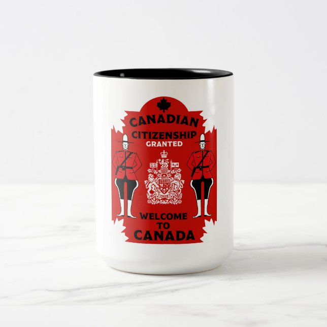Caneca De Café Em Dois Tons Celebração de Cidadania Canadiana (Centro)