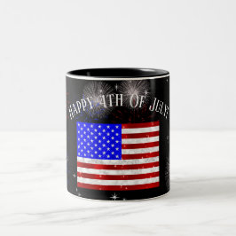 Caneca De Café Em Dois Tons Celebração do Dia 4 de Julho - Bandeira dos EUA