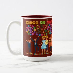 Caneca De Café Em Dois Tons Celebração do pôr do sol da salsa grená