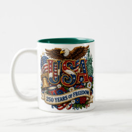 Caneca De Café Em Dois Tons Celebração Patriótica dos EUA 250 anos 4 de Julho 