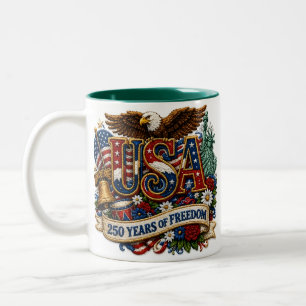Caneca De Café Em Dois Tons Celebração Patriótica dos EUA 250 anos 4 de Julho