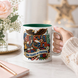 Caneca De Café Em Dois Tons Celebração Patriótica dos EUA 250 anos 4 de Julho