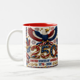 Caneca De Café Em Dois Tons Celebração Patriótica dos EUA 250 anos 4 de Julho 