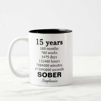 Caneca De Café Em Dois Tons Celebração Personalizada de 15 Anos de Recuperação