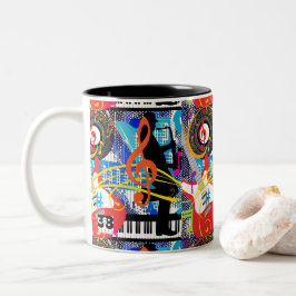 Caneca De Café Em Dois Tons Celebrando Música