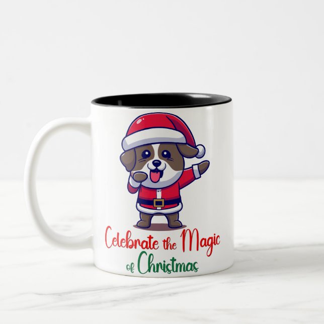 Caneca De Café Em Dois Tons Celebrar a magia do Cachorro de Natal (Esquerda)