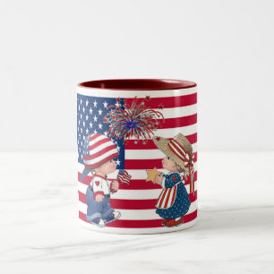 Caneca De Café Em Dois Tons Celebrar bandeira americana