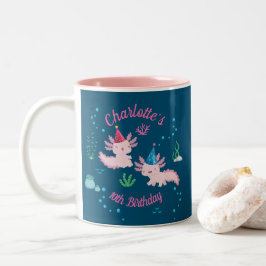 Caneca De Café Em Dois Tons Celebrar com a Magia Axolotl