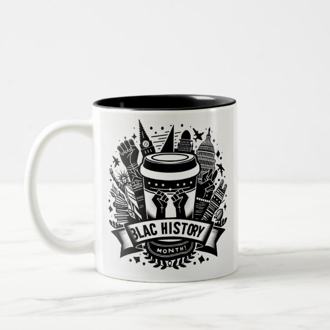 Caneca De Café Em Dois Tons Celebrar o Mês da História Negra (Esquerda)