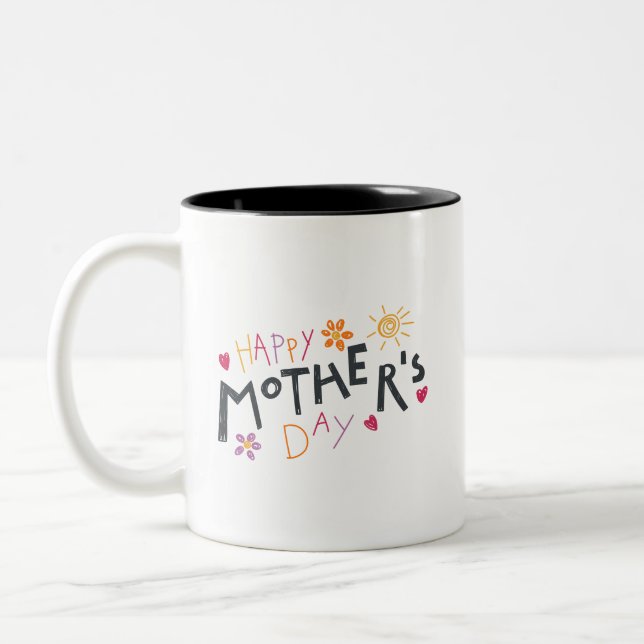 Caneca De Café Em Dois Tons Celebrate Simple Happy Mothers Day Playful Hearts  (Esquerda)
