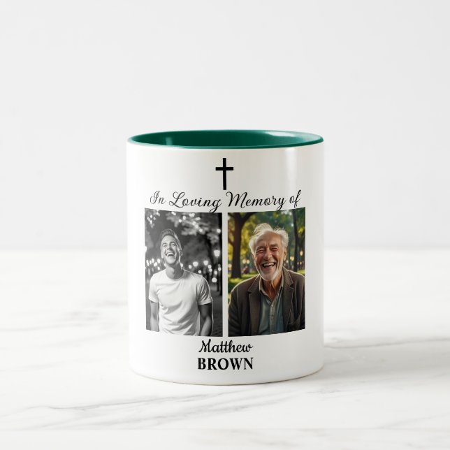 Caneca De Café Em Dois Tons Celebration Of Life 2 Photos Funeral White (Centro)