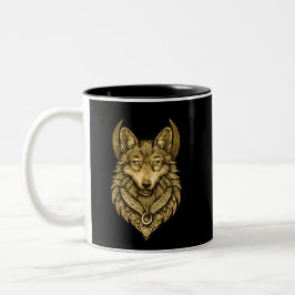 Caneca De Café Em Dois Tons Celestial Wolf Moon Halo Art