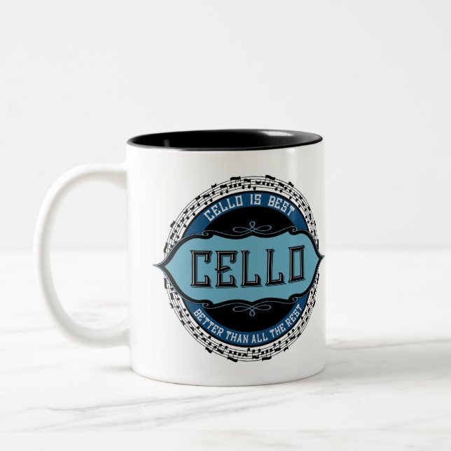 Caneca De Café Em Dois Tons Cello Best Music Note Circle (Esquerda)