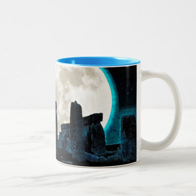 Caneca De Café Em Dois Tons Celtic Stonehenge, Lua e Estrelas Astronomy Reino  (Direita)