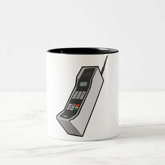 Caneca De Café Em Dois Tons Celular dos anos 80 (Centro)