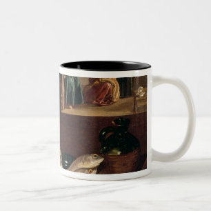 Caneca De Café Em Dois Tons Cena da cozinha com cristo