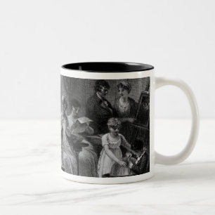 Caneca De Café Em Dois Tons Cena da sala de estar, "do dia social" por Peter