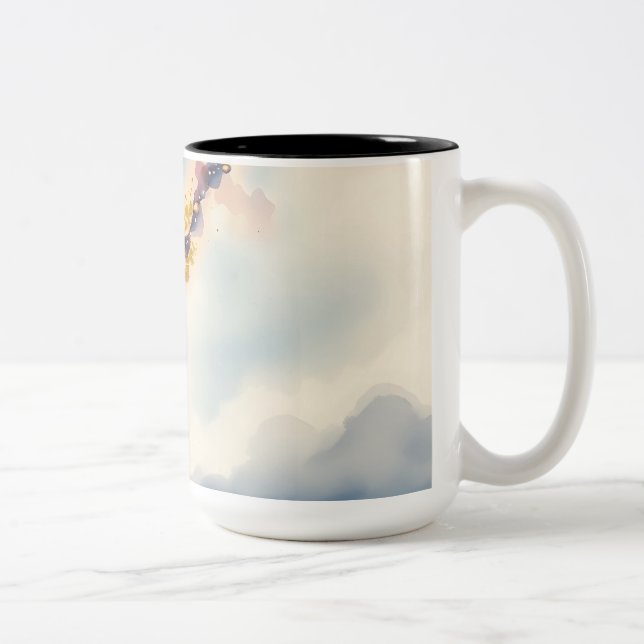 Caneca De Café Em Dois Tons Cena de Cometa de Aquarela (Direita)