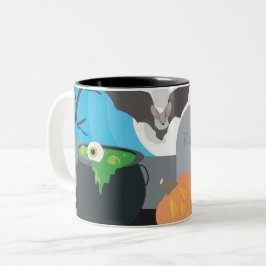 Caneca De Café Em Dois Tons Cena de Halloween
