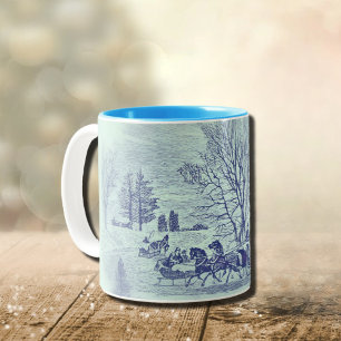 Caneca De Café Em Dois Tons Cena de Inverno Vitoriana