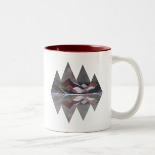 Caneca De Café Em Dois Tons Cena de Montanha Geométrica