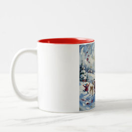Caneca De Café Em Dois Tons Cena de Natal do Papai Noel