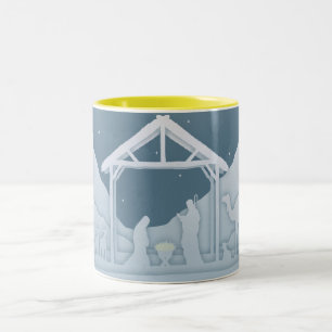 Caneca De Café Em Dois Tons Cena de Natividade