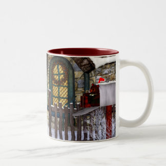Caneca De Café Em Dois Tons Cena do feriado do Natal
