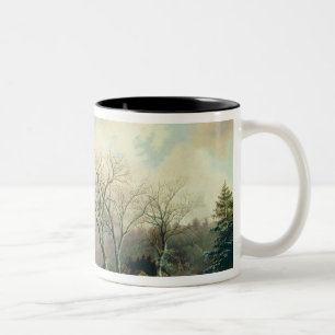 Caneca De Café Em Dois Tons Cena do inverno