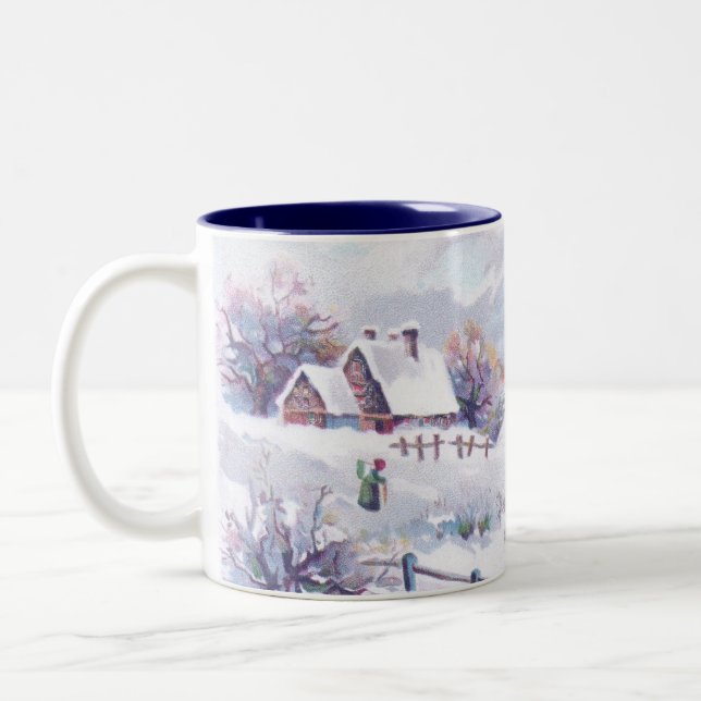 Caneca De Café Em Dois Tons Cena encantador do inverno (Esquerda)