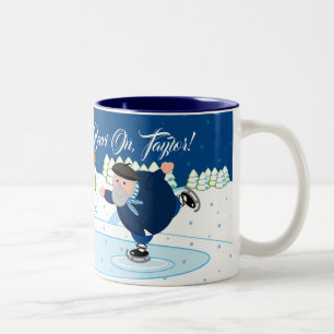 Caneca De Café Em Dois Tons Cena feita sob encomenda do Natal, patinagem no