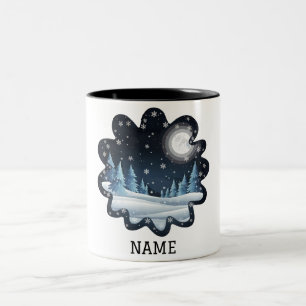 Caneca De Café Em Dois Tons Cena Personalizada de Noite de Inverno