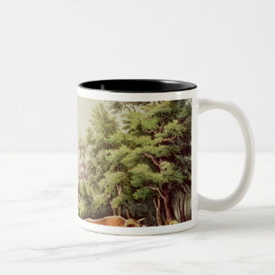 Caneca De Café Em Dois Tons Cenas americanas da fazenda