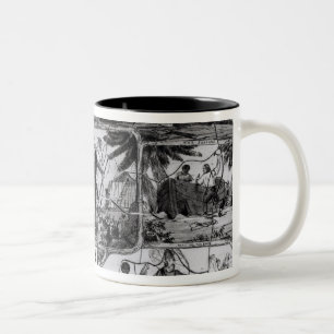 Caneca De Café Em Dois Tons Cenas de "Robinson Crusoe" por Daniel Defoe