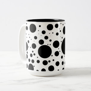 Caneca De Café Em Dois Tons Centenas de Pontos e Círculos Pretos em Vários Tam