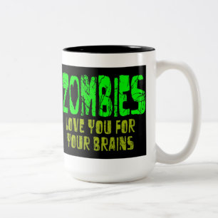 CANECA DE CAFÉ EM DOIS TONS CÉREBROS DO AMOR DOS ZOMBIS