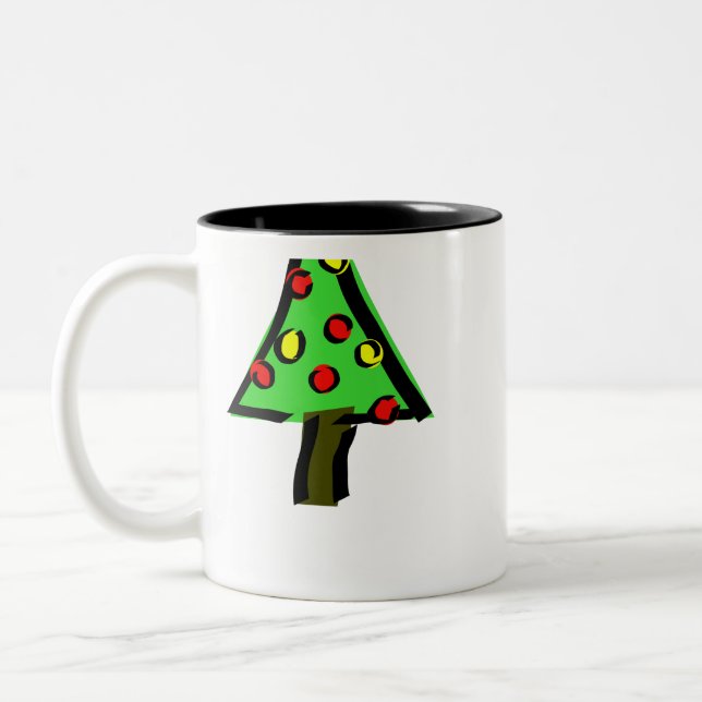 Caneca De Café Em Dois Tons cerejeira de natal (Esquerda)