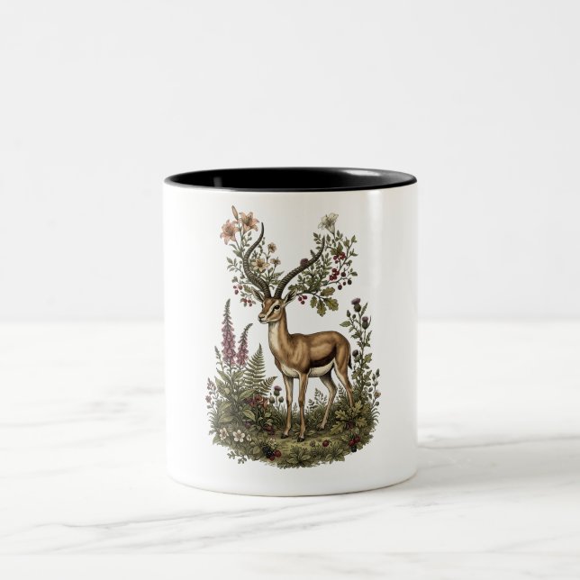 Caneca De Café Em Dois Tons Cervo com Flor Silvestre  (Centro)
