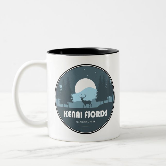 Caneca De Café Em Dois Tons Cervo do Parque Nacional Kenai Fjords (Esquerda)