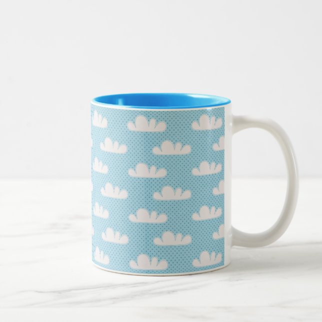 Caneca De Café Em Dois Tons Céu Dotty nebuloso (Direita)