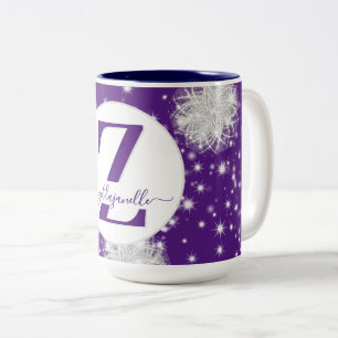 Caneca De Café Em Dois Tons Chá de Cacau Personalizado com Floco de Neve Azul