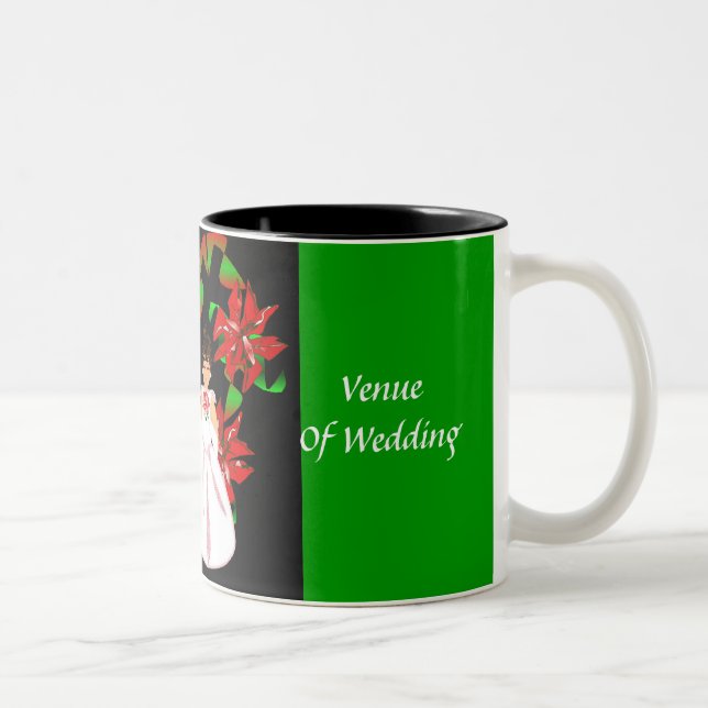 Caneca De Café Em Dois Tons Chá de casamento Verde de Natal/Dezembro (Direita)