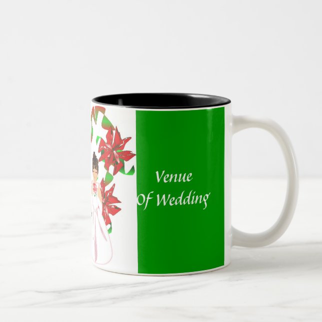 Caneca De Café Em Dois Tons Chá de casamento Verde de Natal/Dezembro (Direita)