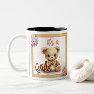 Caneca De Café Em Dois Tons Chá de fraldas do Urso Rosa Boho