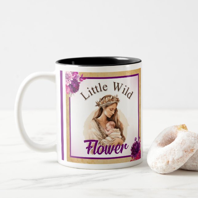 Caneca De Café Em Dois Tons Chá de fraldas Purple Boho (Com Donut)