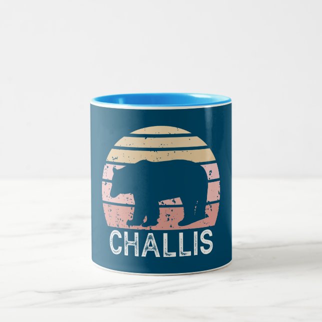Caneca De Café Em Dois Tons Challis Idaho Retro Bear (Centro)